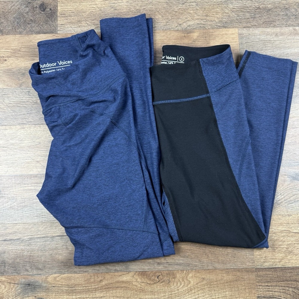 Lot‎ Of 2 Outdoor Voices - Women's 7/8 Leggings, Blue + Black - S